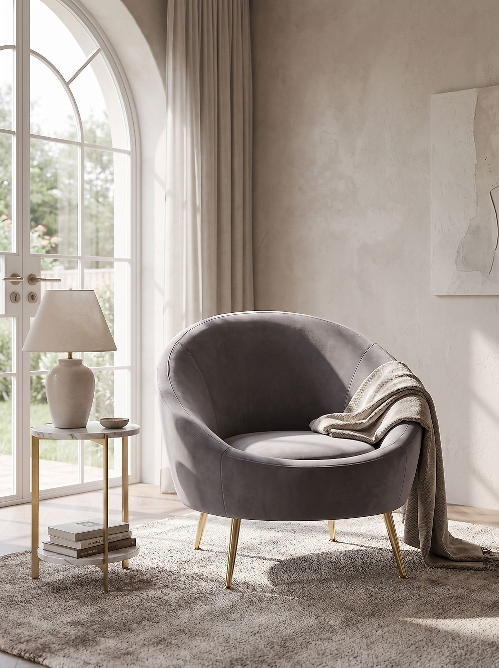 Poltrona LANGA Velluto Grigio