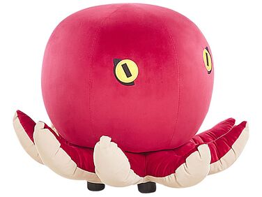 Pouf animaletto in velluto rosso OCTOPUS