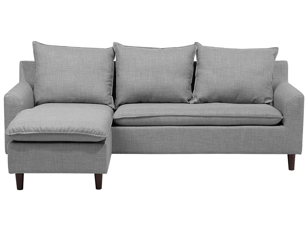 Corner Sofa 3 Seater ELVENES Fabric Light Grey Right Hand