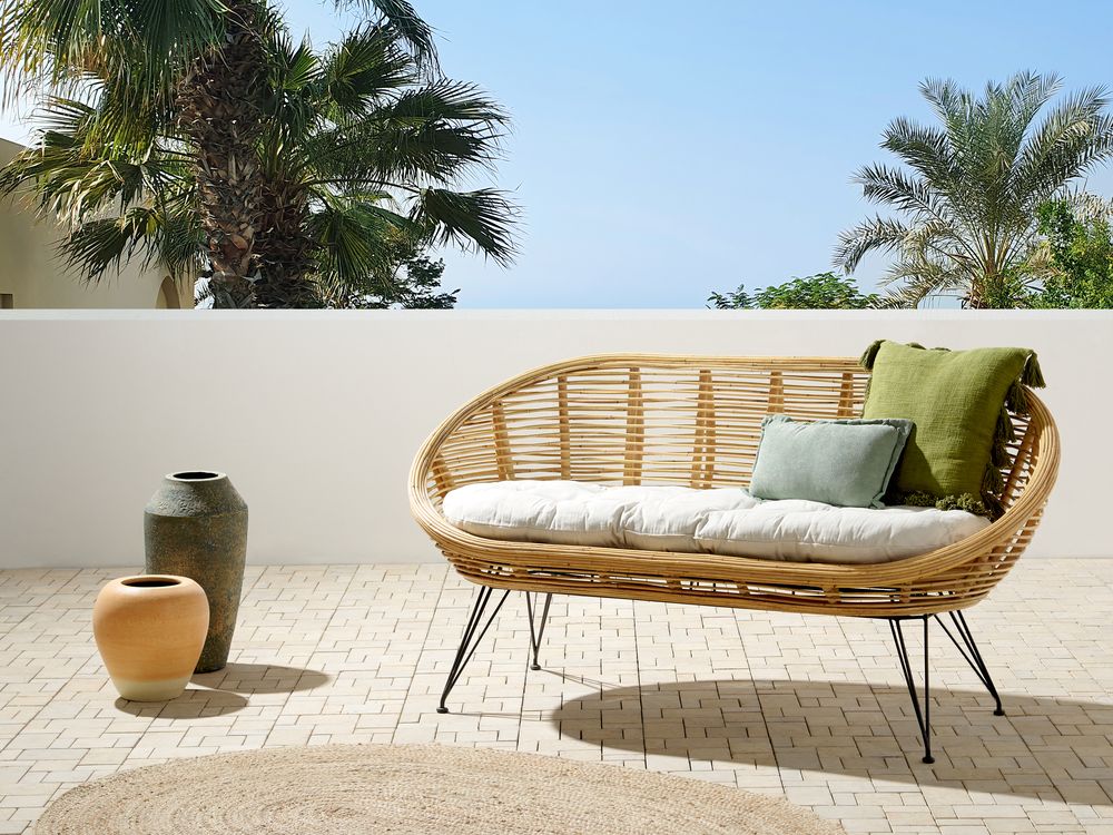 2 seater rattan sofa cushions deals