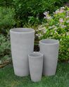 Set of 2 Plant Pots Stone 23 x 23 x 43 cm Grey ABDERA_841238