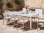 Garden Dining Table ITALY 220 cm 100 cm Glass White_1154958