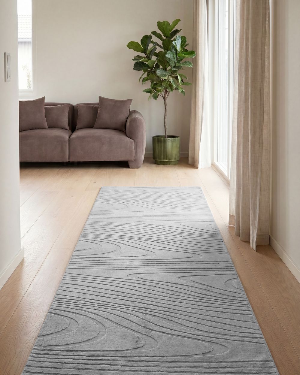 Faux Fur Rug ONTAKE Light Grey 80 x 300 cm