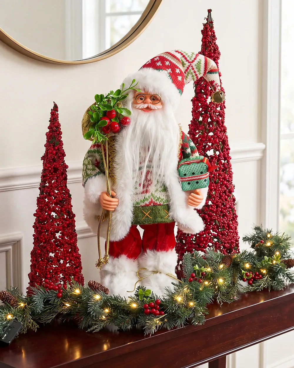 Christmas Decoration MOSVATN 37 cm Santa Claus Red/ Green_1184128