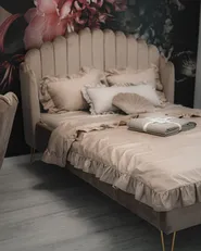 Bett mit Lattenrost Samtstoff AMBILLOU 140 x 200 cm Taupe_987860
