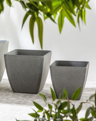 Set of 2 Plant Pots 34 x 34 x 34 cm Grey ZELI