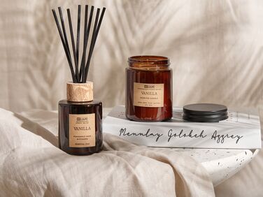 Soy Wax Candle and Reed Diffuser Scented Set Vanilla DARK ELEGANCE