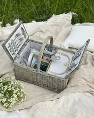 Picnic Basket GROSEILLE Wicker Grey_1001027