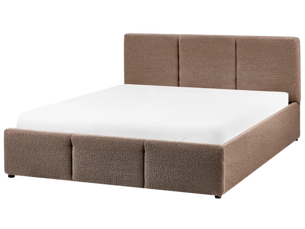 Ottoman Bed BOUSSE Boucle Taupe 140 x 200 cm (EU Double)_980110