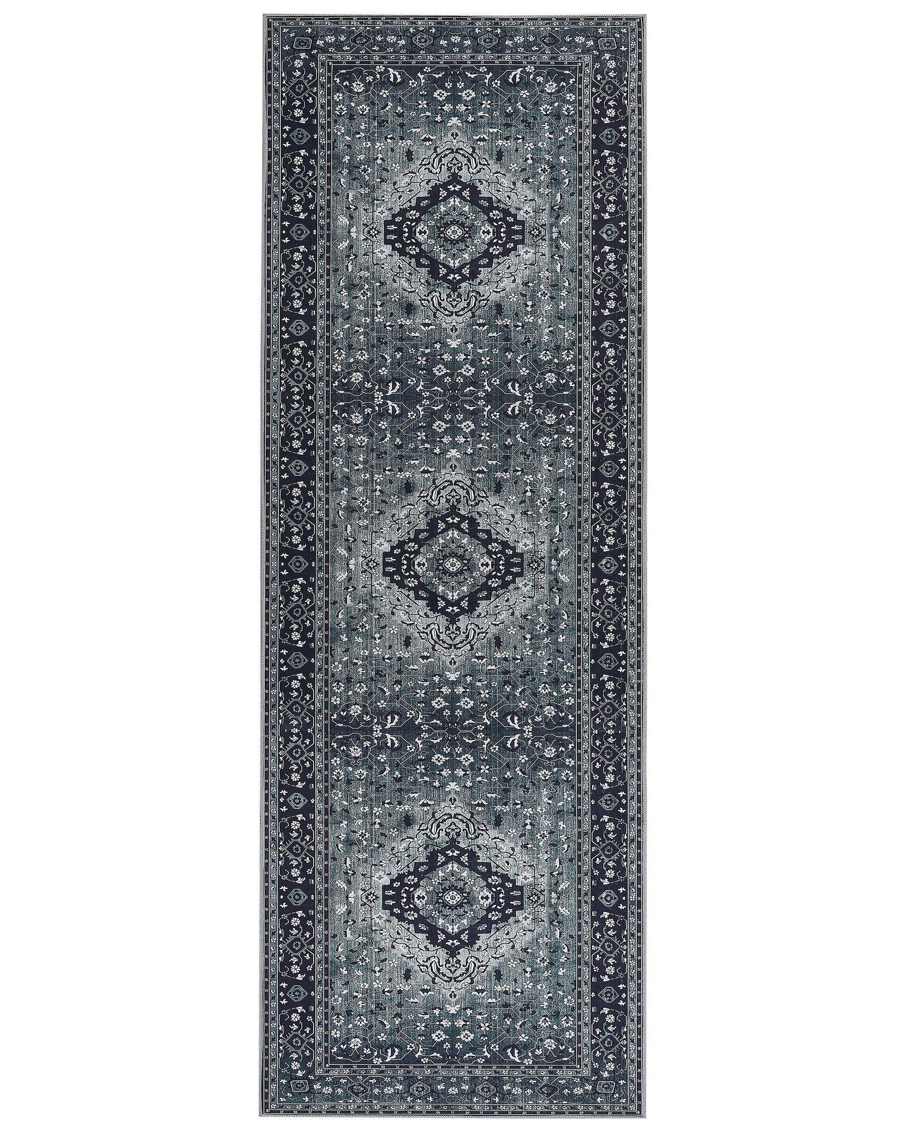 Teppich grau orientalisches Muster 70 x 200 cm Kurzflor VADKADAM_831370