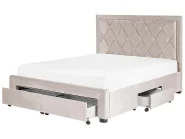 Bett mit Schubladen LIEVIN Samtstoff Beige 160 x 200 cm_858033