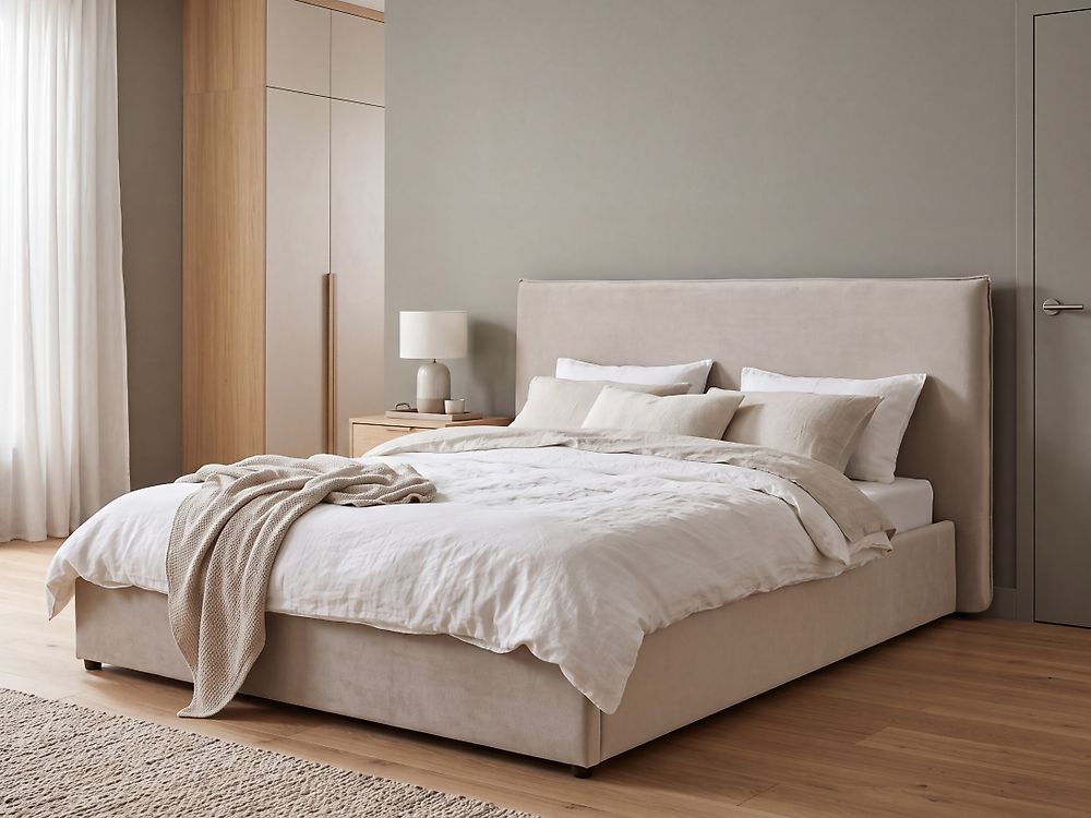 Postel Umělý samet LAVAUR 160 x 200 cm Taupe