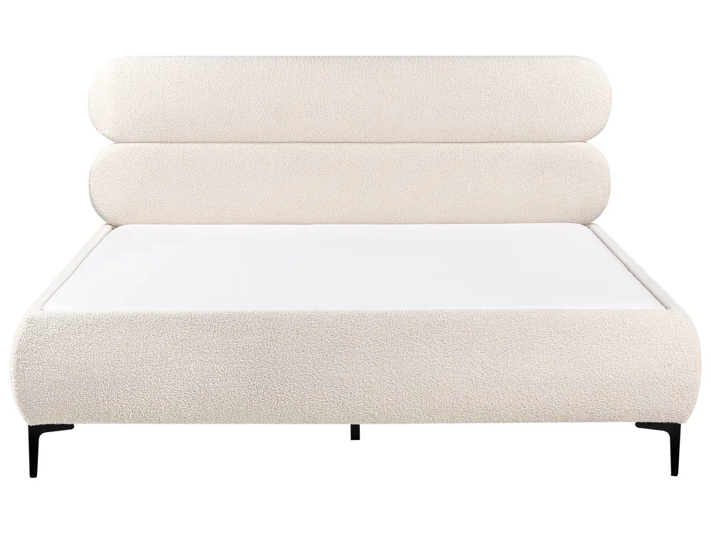 Lit avec sommier Bouclé LESSAY 180 x 200 cm Blanc cassé_982248