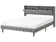 Bed with LED BEAULIEU Fabric Dark Grey 160 x 200 cm (EU King Size) with USB Port with Storage_993602