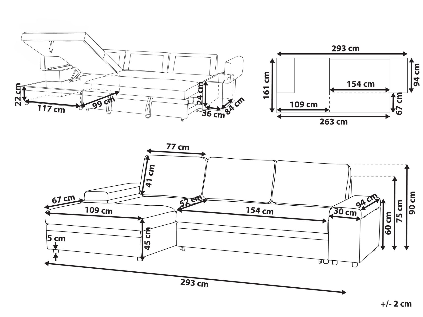 Right Hand Boucle Corner Sofa Bed with Storage White HRISEY_956081 Right Hand Boucle Corner Sofa Bed with Storage White HRISEY_956081