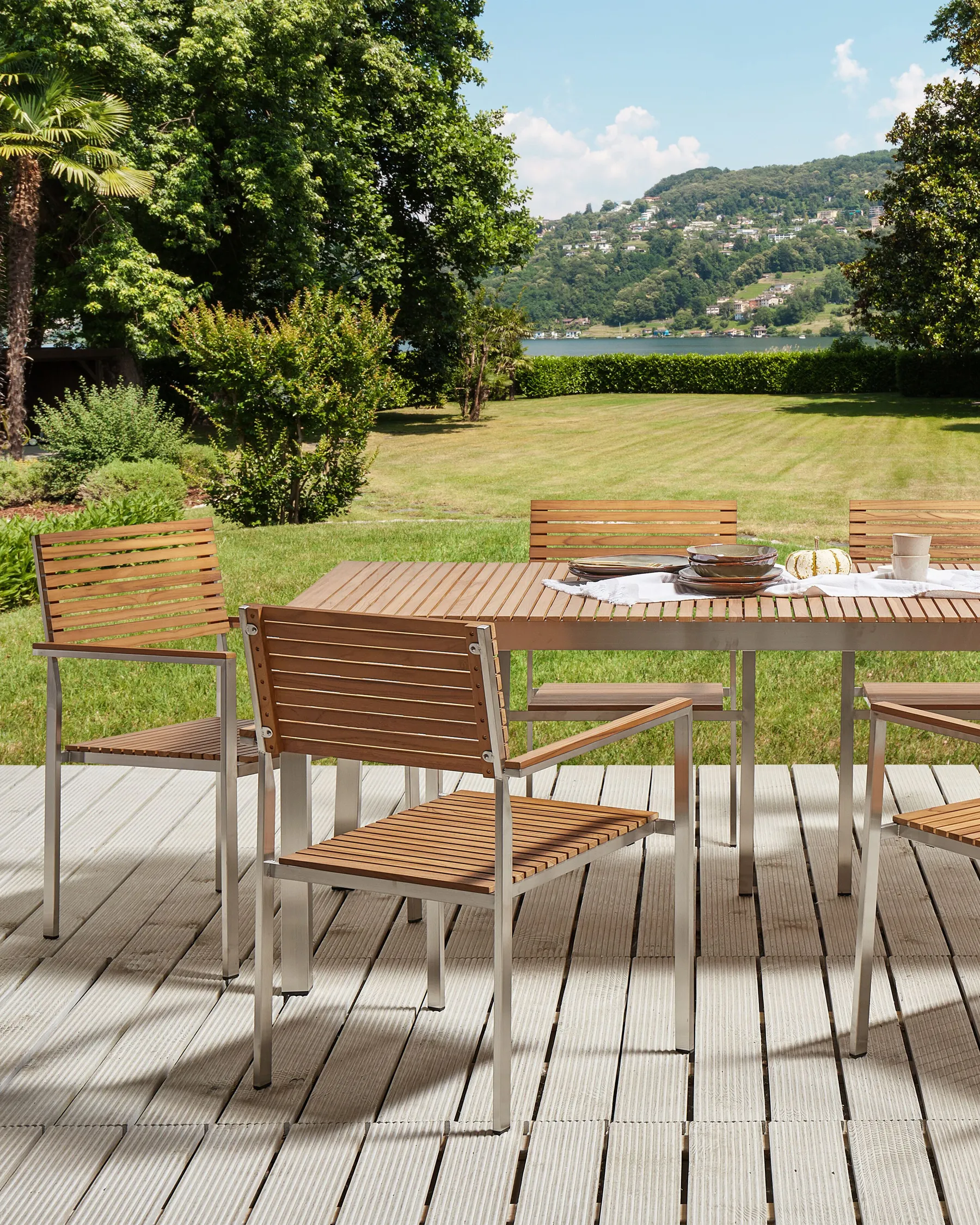 Set of 6 Garden Chairs VIAREGGIO Certified Teak Wood Brown_882920