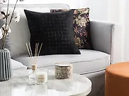 Set of 2 Decorative Cushions BELLFLOWER 45 x 45 cm Black Geometric Pattern_1177864