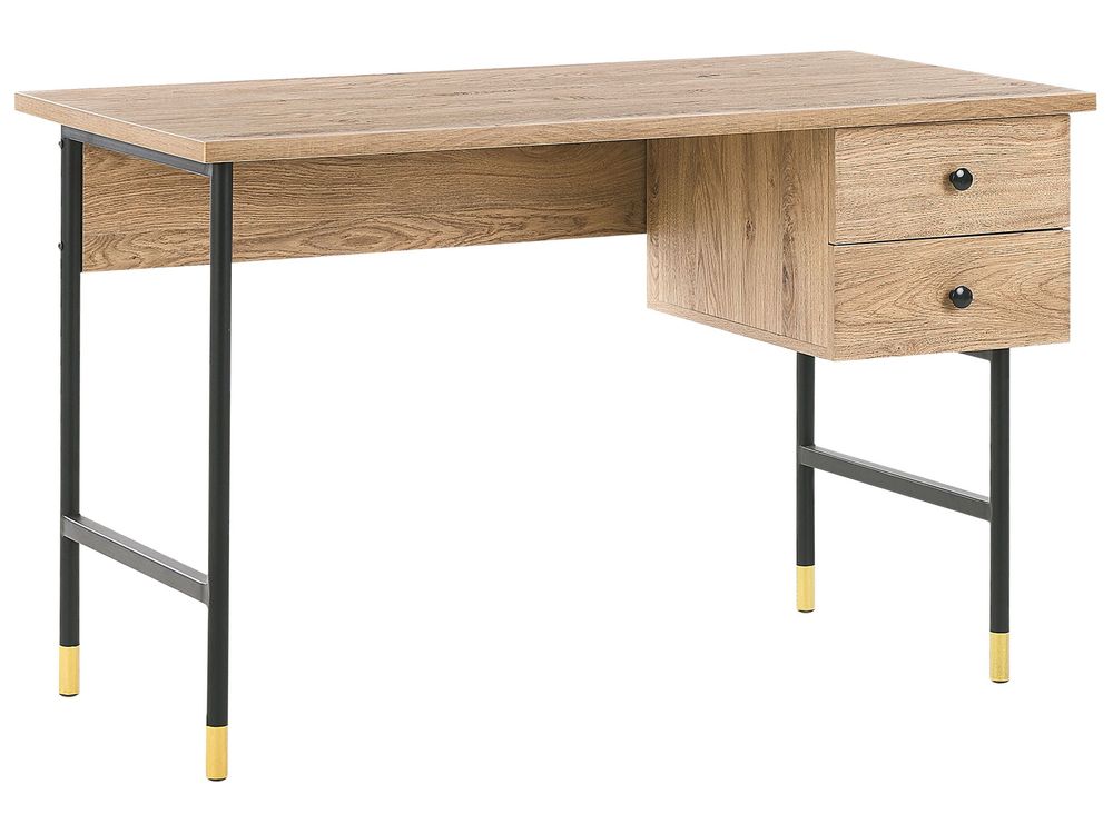 2 Drawer Home Office Desk 120 x 60 cm Light Wood ABILEN Beliani