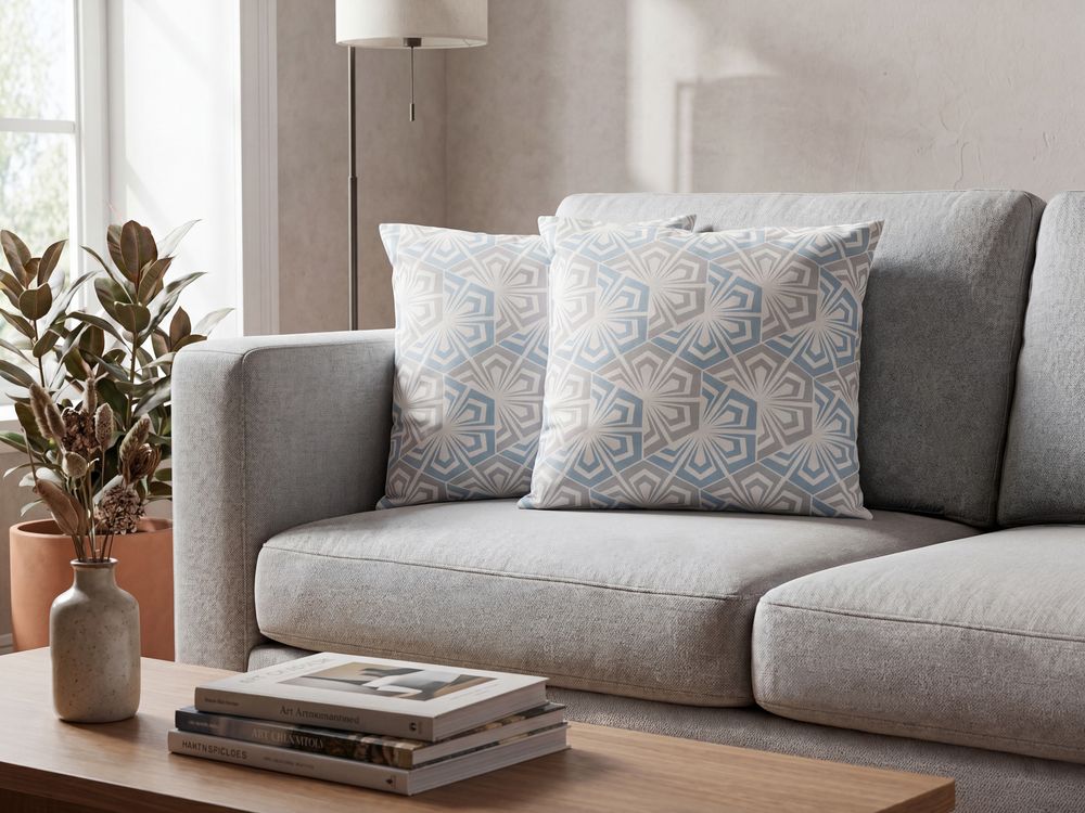 Set di 2 cuscini PRIMROSE 45 x 45 cm Azzurro Trama Ikat