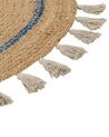 Round Jute Area Rug ⌀ 140 cm Beige and Blue OBAKOY_886847