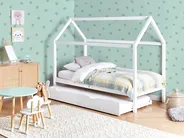 Kids Trundle Bed Pine Wood CRILLON 90 x 200 cm (EU Single) White_961913
