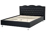 Bed Faux Leather METZ 160 x 200 cm (EU King Size) Black_1173783