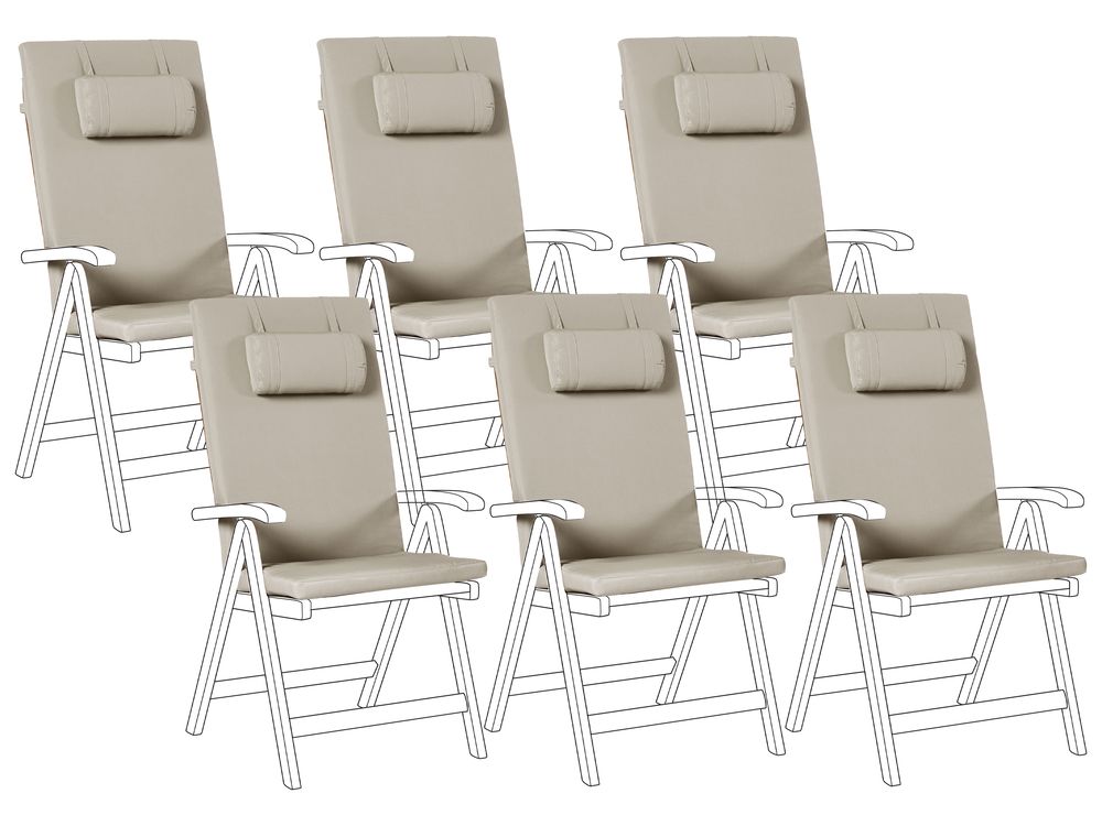 Set di 6 cuscini schienale/seduta JAVA/AMANTEA PREMIUM 50 x 71 cm Tortora