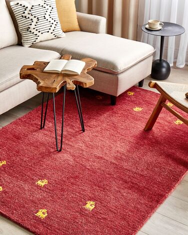 Wool Gabbeh Area Rug 140 x 200 cm Red YARALI