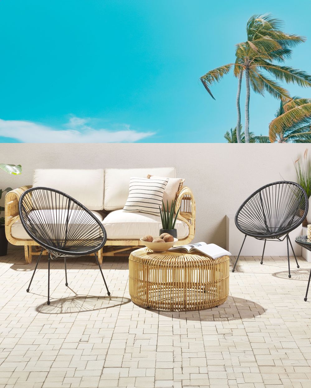 Set of 2 PE Rattan Accent Chairs Black ACAPULCO II Beliani