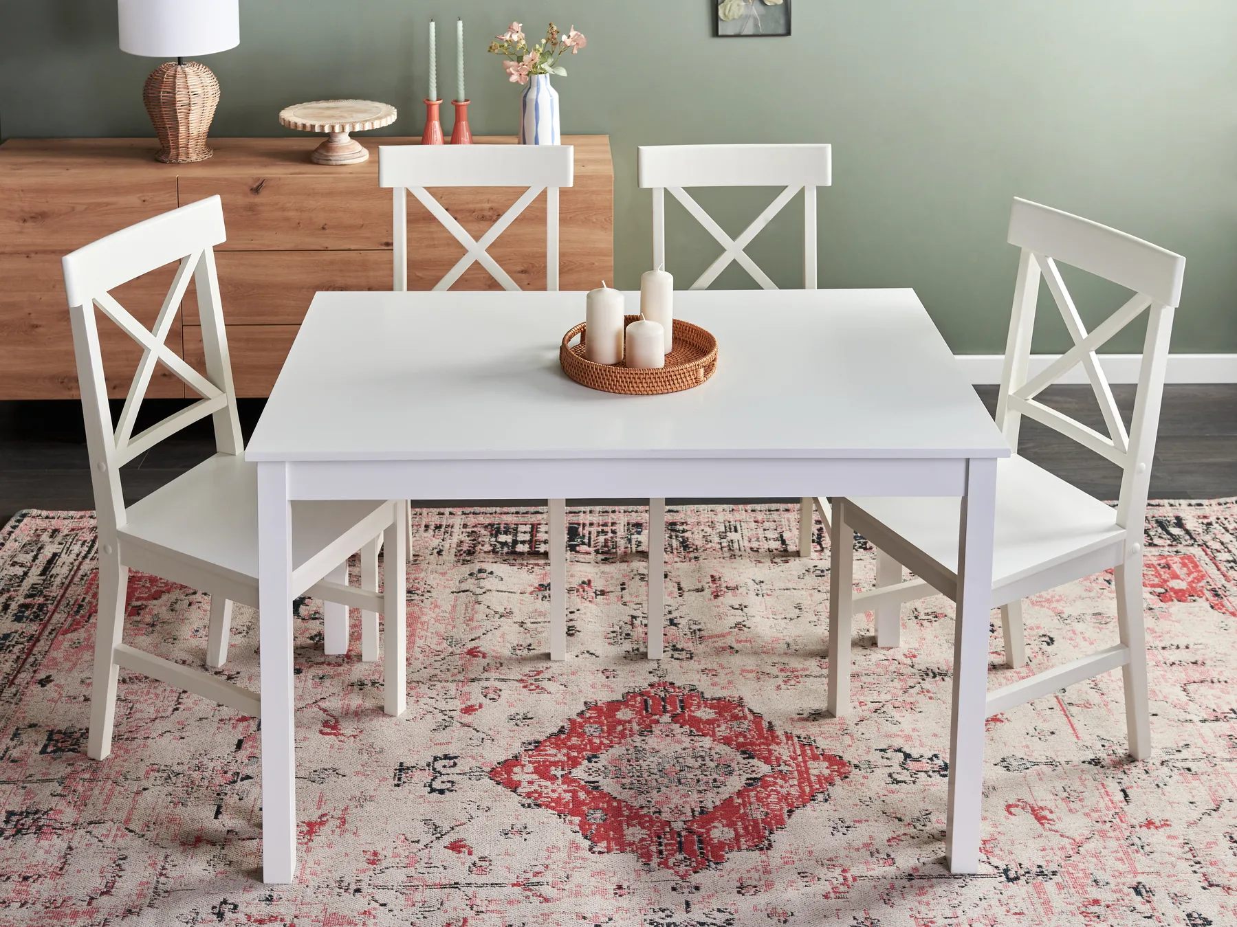 Dining Table BARLEE White 120 cm 75 cm Poplar Wood_975527