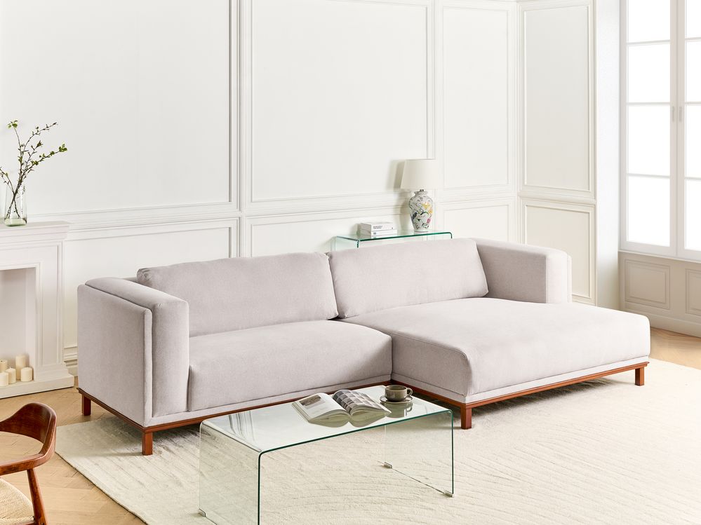Corner Sofa 4 Seater VENG Fabric Light Beige Left Hand