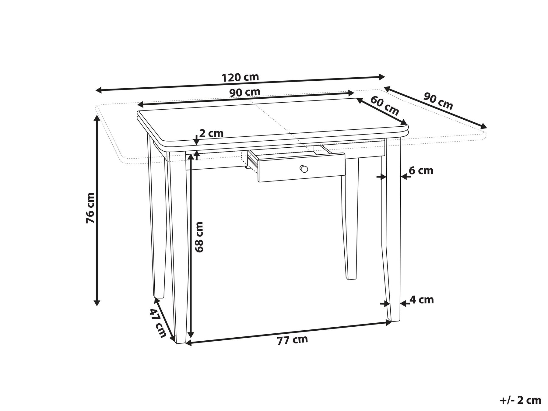 Extending Dining Table 90/120 x 60 cm Light Wood MASELA_826982