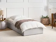 Ottoman Bed without Headboard DINAN Fabric Light Grey 90 x 200 cm (EU Single)_1073721