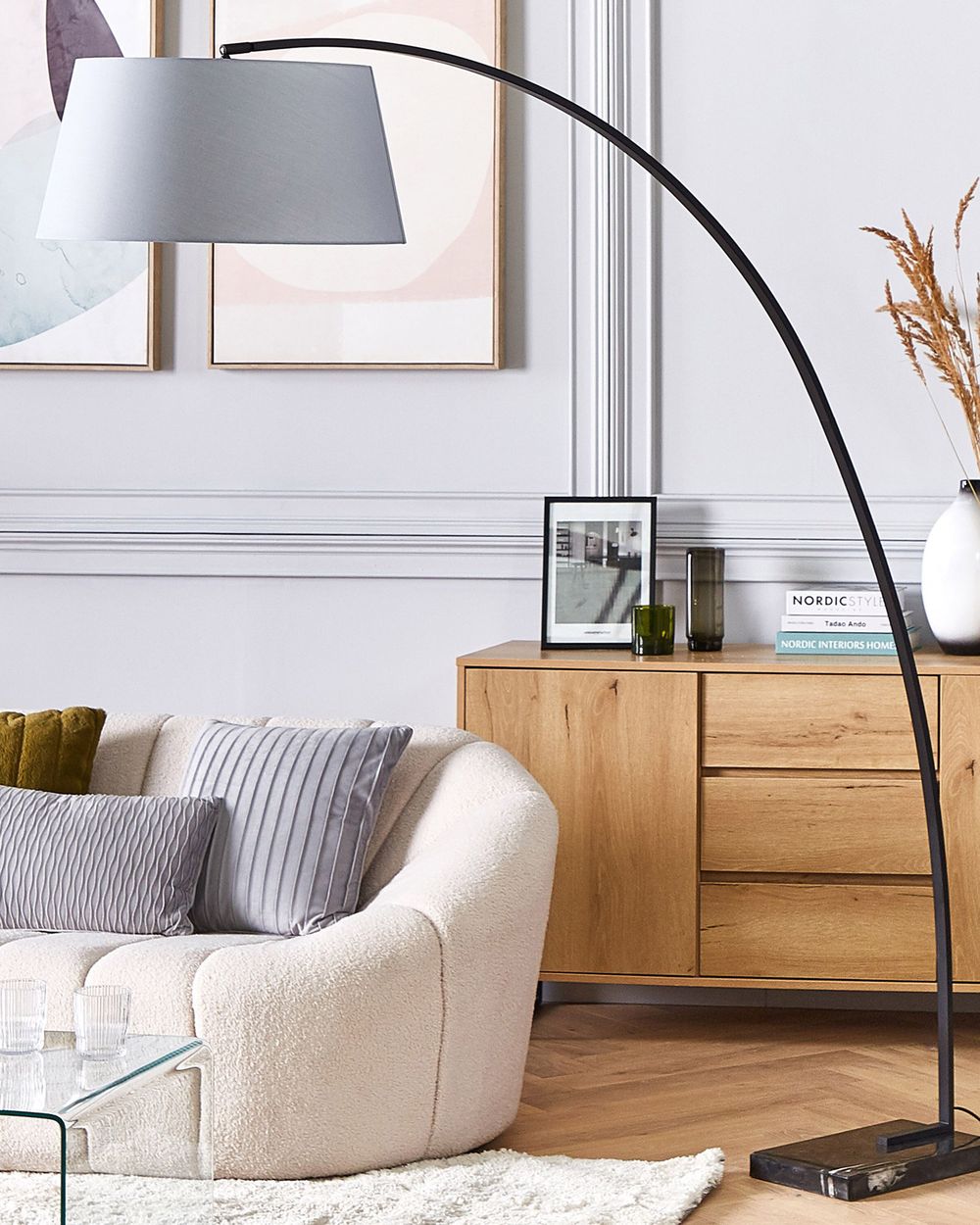 Grey arc floor lamp outlet