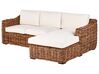 Garten Ecksofa Rattan naturfarben 3-Sitzer linksseitig Auflagen cremeweiß BRIATICO_928283