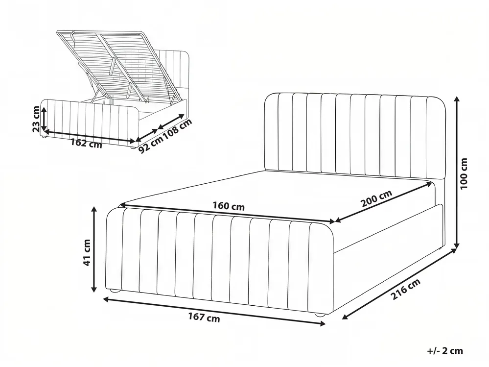 Ottoman Bed LUNAN Boucle White 160 x 200 cm (EU King Size)_1048362