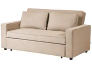 Sofa Bed 2 Seater UTTELA Fabric Light Brown_1079448