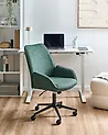 Office Chair CASTILE Faux Linen Dark Green
