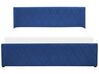 Cama con almacenaje de terciopelo azul marino 160 x 200 cm ROCHEFORT_857370