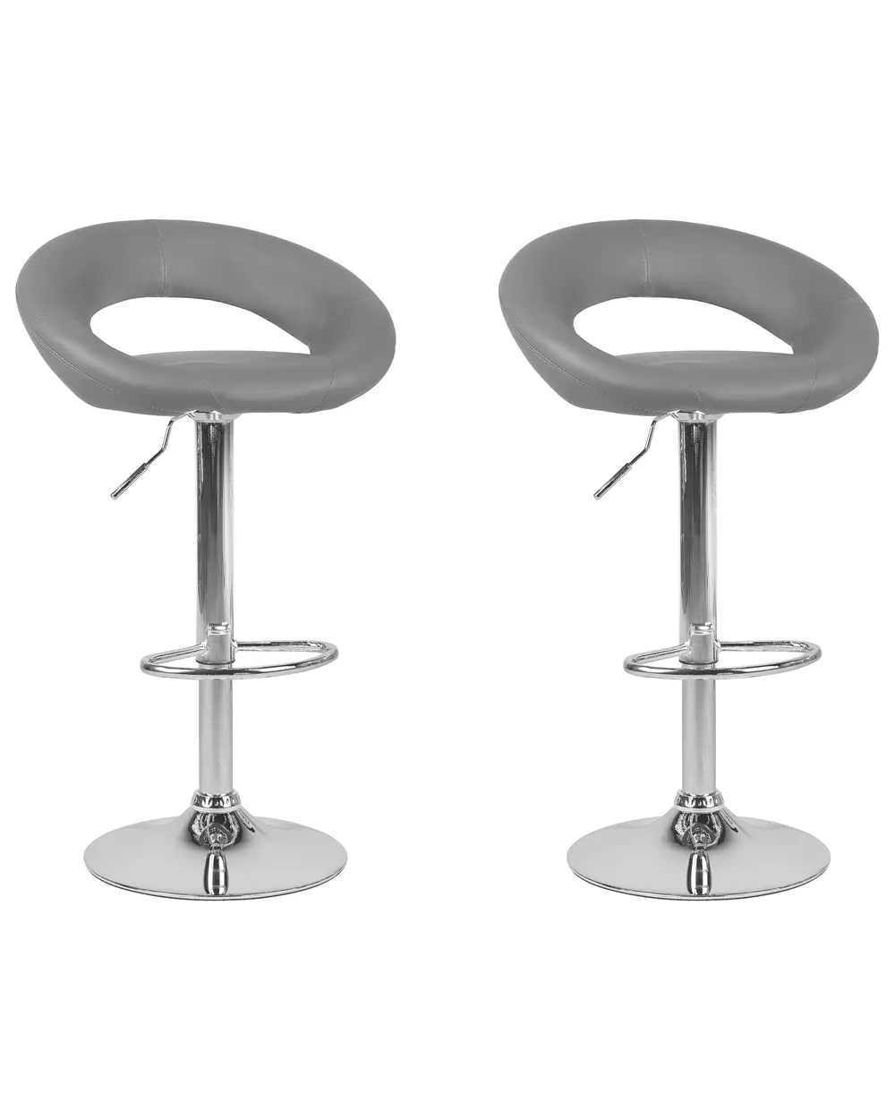 Set of 2 Bar Chairs PEORIA Swivel Faux Leather Grey