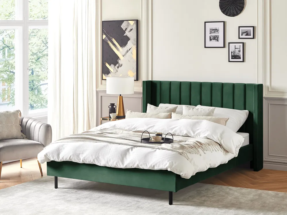 Bed Velvet VILLETTE 160 x 200 cm (EU King Size) Dark Green