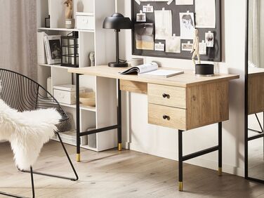 2 Drawer Home Office Desk 120 x 60 cm Light Wood ABILEN