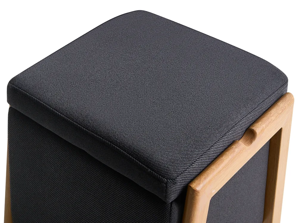Set da salotto 3 posti EDLAND con Pouf Tessuto Nero_1041023