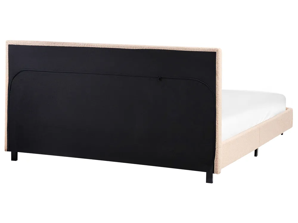 Bed Boucle ALBI 160 x 200 cm (EU King Size) Beige_964360