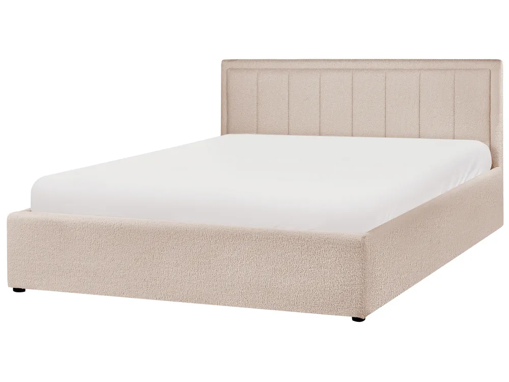 Letto contenitore MONTLAUR Bouclé Beige 160 x 200 cm_958531