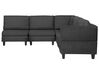 Right Hand 5 Seater Modular Fabric Corner Sofa Black FEVIK_833830