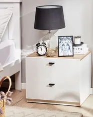 Comodino 2 cassetti EDISON Bianco_798075