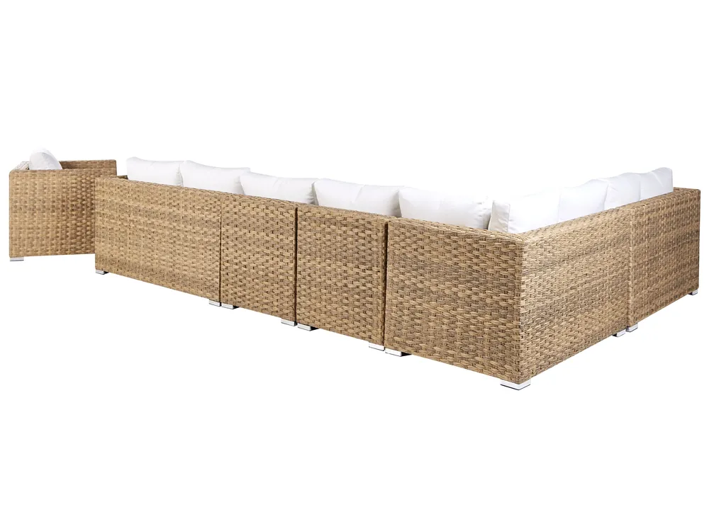 Conjunto de jardín con mesa 8 plazas XXL modular Ratán sintético Marrón claro Derecha_905217