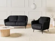 Living Room Set 3 Seater EIBY Chenille Black_1004390