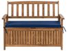 Garden Bench with Cushion SOVANA 120 cm with Storage Acacia Wood Blue